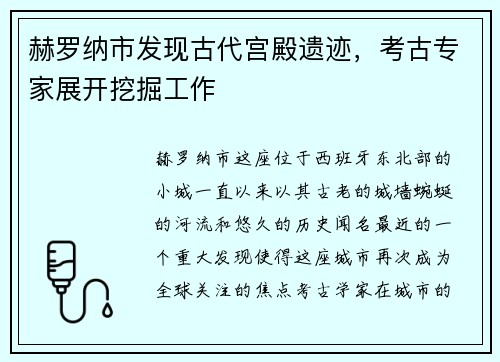 赫罗纳市发现古代宫殿遗迹，考古专家展开挖掘工作